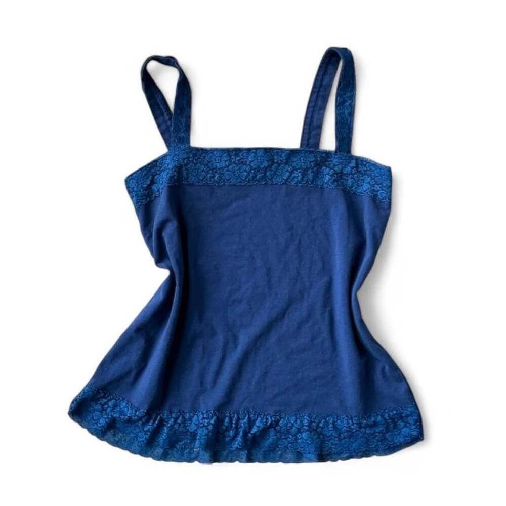 Y2K Collections Etc Navy Lace Cami Top Sweetheart Neckline - Size Medium